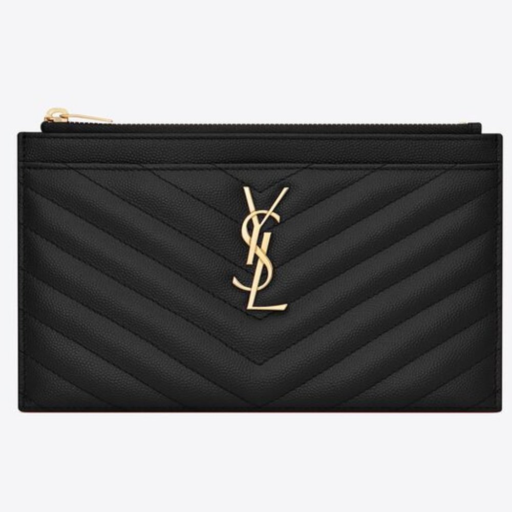 SAINT LAURENT MATELASSÉ ZIPPED BILL POUCH